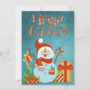 Retro Feliz Navidad a Snowman