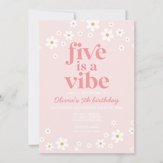 Retro Five es una Invitación de cumpleaños número  (Anverso)