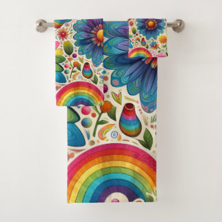 Retro Floral Hippie Arcoíris