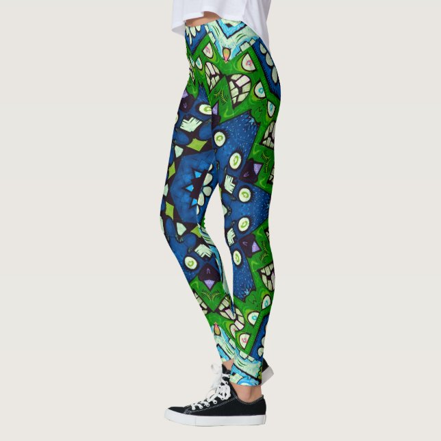 Retro Floral Mandala Mosaic Boho Leggings (Izquierda)