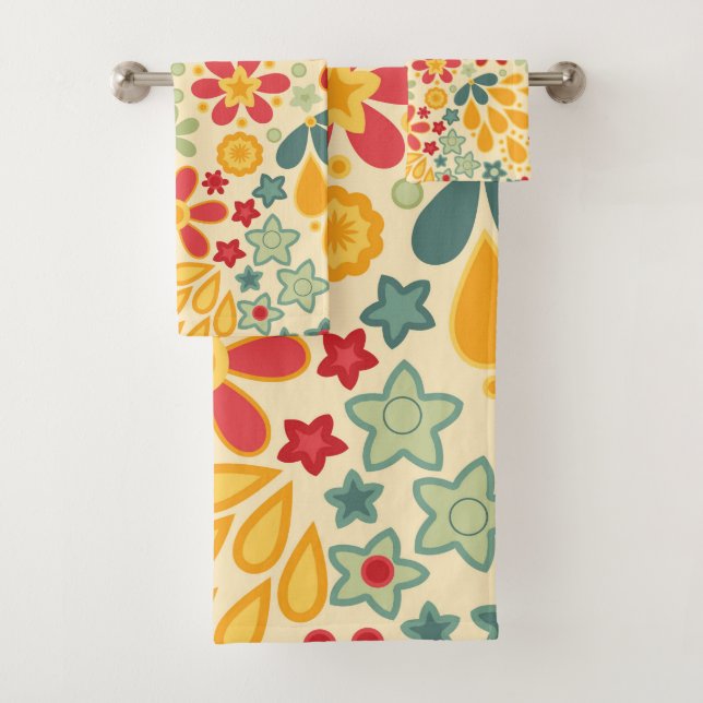 Retro, flores, estampado floral (In situ)