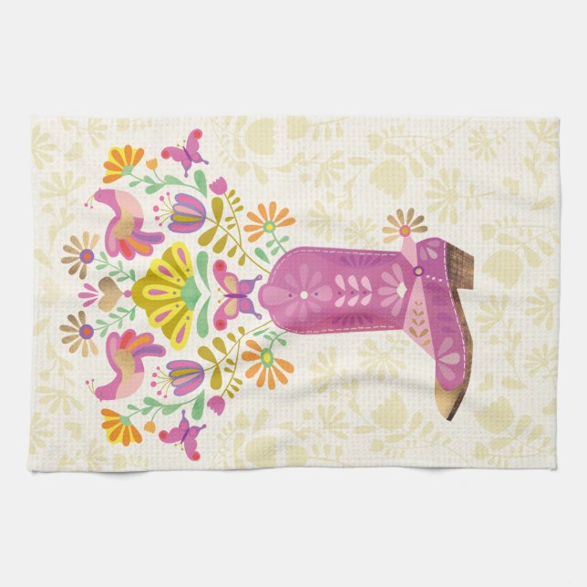 Retro funda guardabarros floral, toalla de cocina (Horizontal)