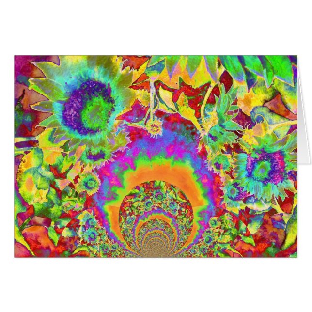 Retro funky divertido y colorido cuadro de girasol (Anverso (Horizontal))