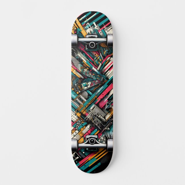 Retro-Futuristic Tech Street Art Skateboard 10 (Anverso)