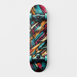 Retro-Futuristic Tech Street Art Skateboard 11