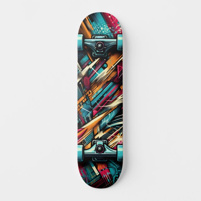 Retro-Futuristic Tech Street Art Skateboard 11 (Anverso)