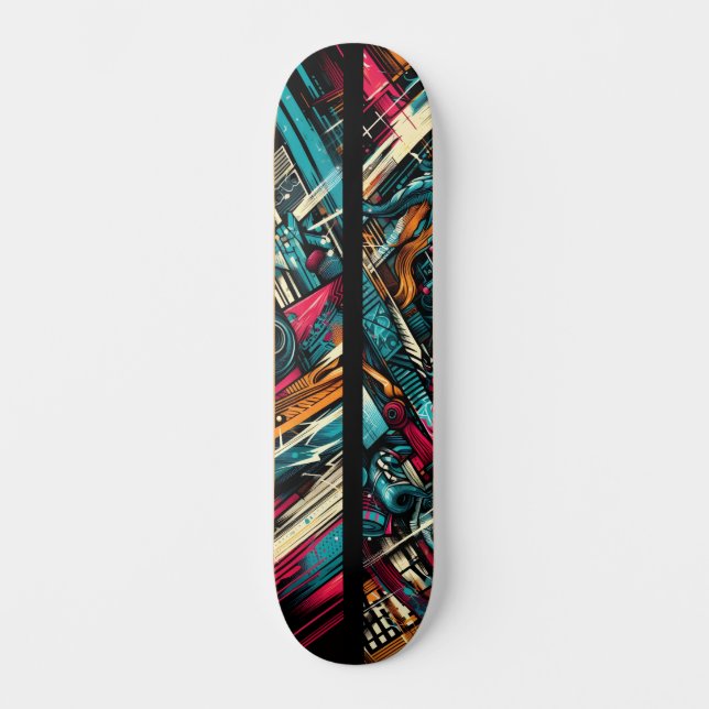 Retro-Futuristic Tech Street Art Skateboard 12 (Anverso)