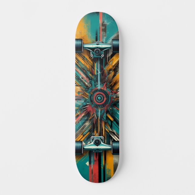 Retro-Futuristic Tech Street Art Skateboard 13 (Anverso)