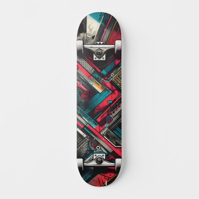 Retro-Futuristic Tech Street Art Skateboard 16 (Anverso)