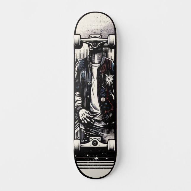 Retro-Futuristic Tech Street Art Skateboard 18 (Anverso)