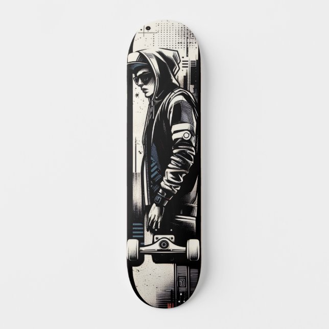 Retro-Futuristic Tech Street Art Skateboard 19 (Anverso)