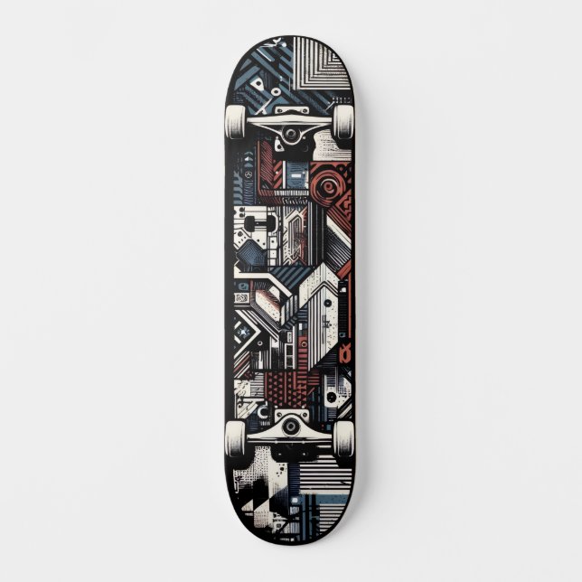 Retro-Futuristic Tech Street Art Skateboard 20 (Anverso)