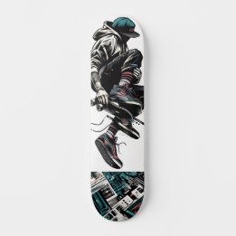 Retro-Futuristic Tech Street Art Skateboard 23