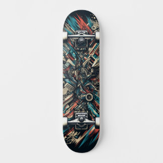 Retro-Futuristic Tech Street Art Skateboard 32