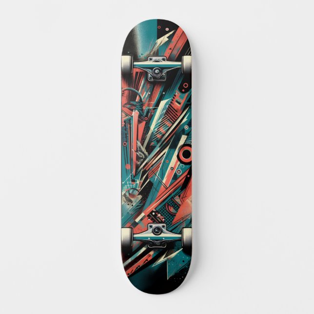Retro-Futuristic Tech Street Art Skateboard 37 (Anverso)