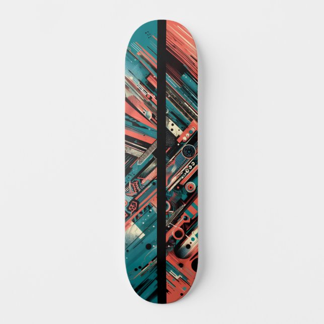 Retro-Futuristic Tech Street Art Skateboard 38 (Anverso)
