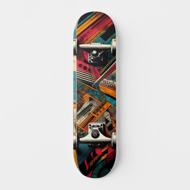 Retro-Futuristic Tech Street Art Skateboard 40 (Anverso)