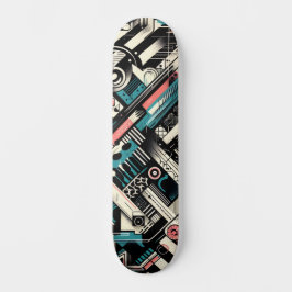 Retro-Futuristic Tech Street Art Skateboard 6