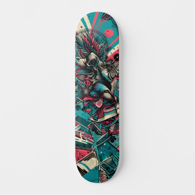 Retro-Futuristic Tech Street Art Skateboard 7 (Anverso)