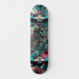 Retro-Futuristic Tech Street Art Skateboard 8