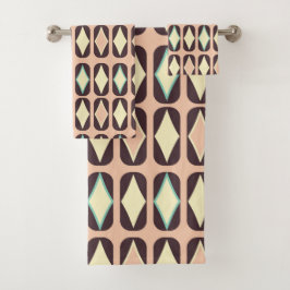 Retro geometric pattern with brown, yellow, blue