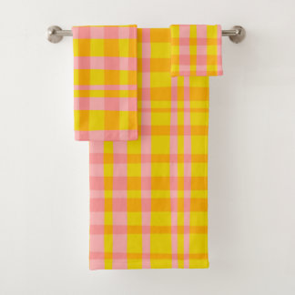 Retro gingham rosa y amarillo 