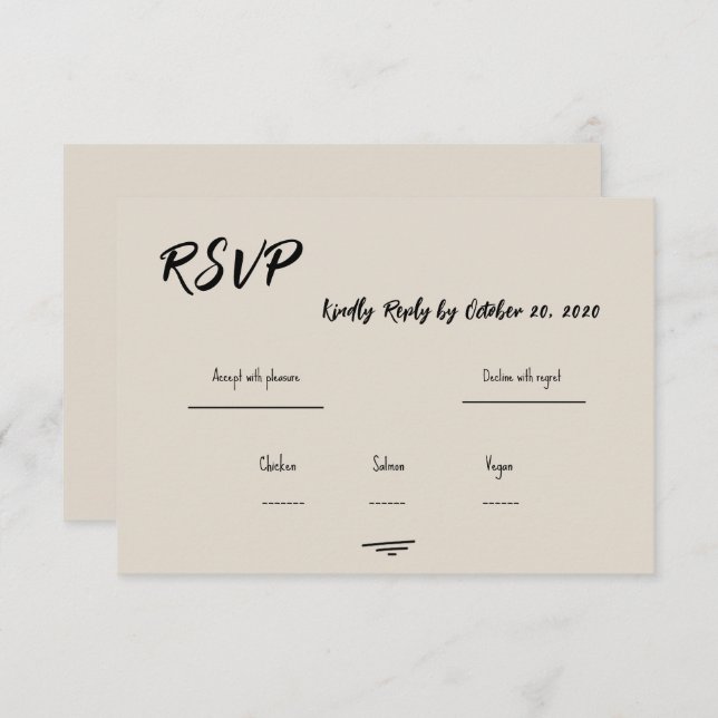Retro Grey Hand Written Scribble Wedding RSVP  (Anverso / Reverso)