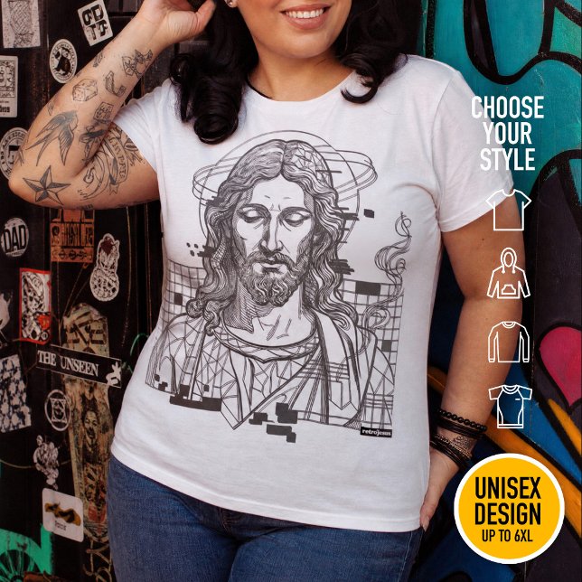 Retro Grid Jesús Rey de Reyes Apocalipsis 19:16 (Heavyweight Streetwear Christian T-Shirts & available oversize 3XL, 4XL, 5XL, 6XL. Choose your style)