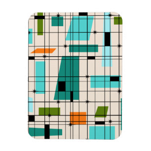 Retro Grid y Starburts Imán Flexible