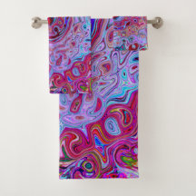Retro Groovy Abstract Remolino de Lavanda y Magent