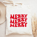 retro groovy alegre bolsa de tote de Navidad bolsa<br><div class="desc">Esta bolsa de té "alegre" presenta un tipo de letra y ajuste retro único. Cambia el color de este tipo de letra   dicho para que se ajuste completamente a tu estilo personal!</div>