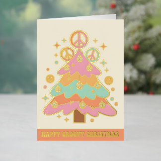 Retro Groovy Christmas Tree Merry Christmas