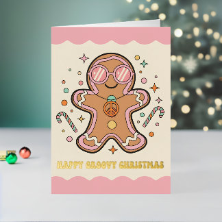 Retro Groovy Gingerbread Man Merry Christmas