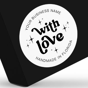 Retro Groovy hecho a mano con la etiqueta de negoc