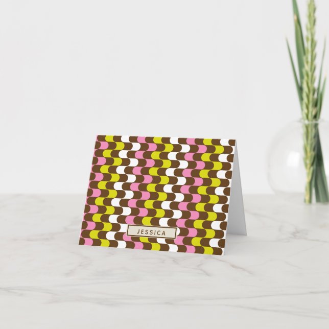Retro Groovy Lime Pink Brown Abstract Art Personal (Anverso)