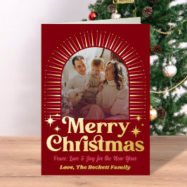Retro Groovy Merry Christmas Photo Real Relieve me