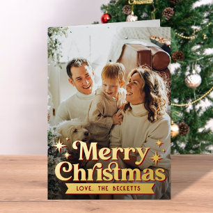 Retro Groovy Merry Christmas Photo Real Relieve me