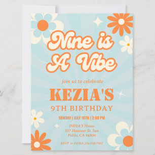 Retro Groovy Nueve es una invitación al cumpleaños