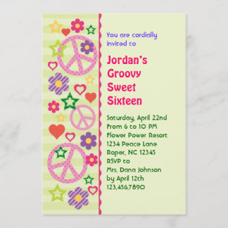 Retro Groovy Sweet Dieciséis Invitaciones