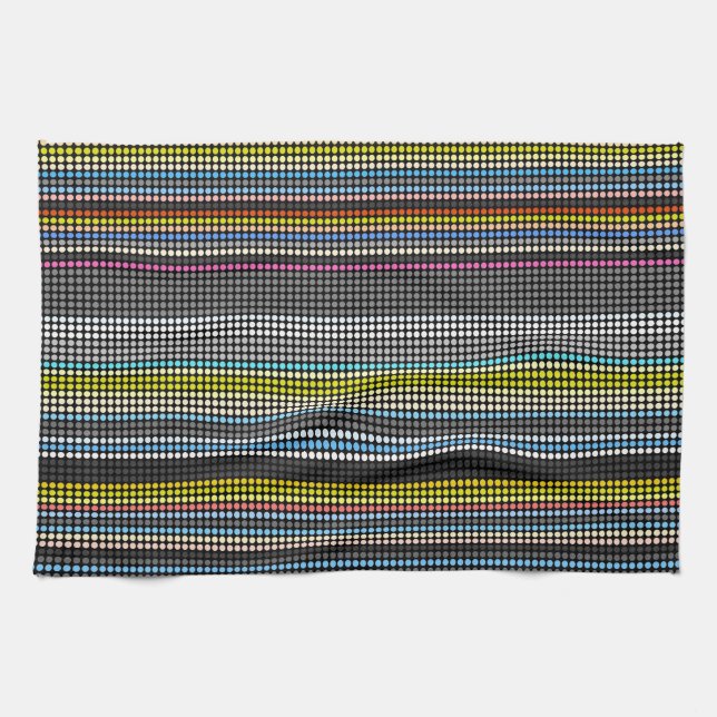 Retro hace rayas Cocina arcoiris Toalla #2 (Horizontal)