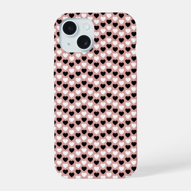 Retro Hearts Pink Black & White (Reverso )