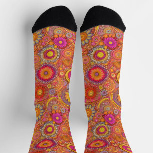 Retro Hippie: Calcetines de Margaritas Rosadas