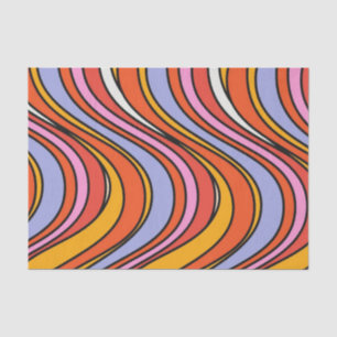 Retro Hippie Psychedelic Swirls Tejido Papel 70