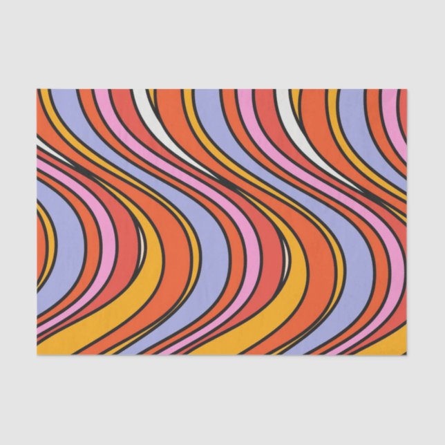 Retro Hippie Psychedelic Swirls Tejido Papel 70 (Anverso)