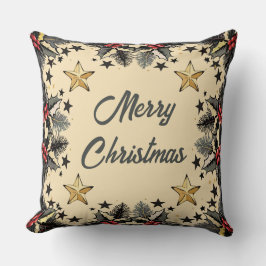 Retro Holly Berries y Cojín decorativo Evergreen