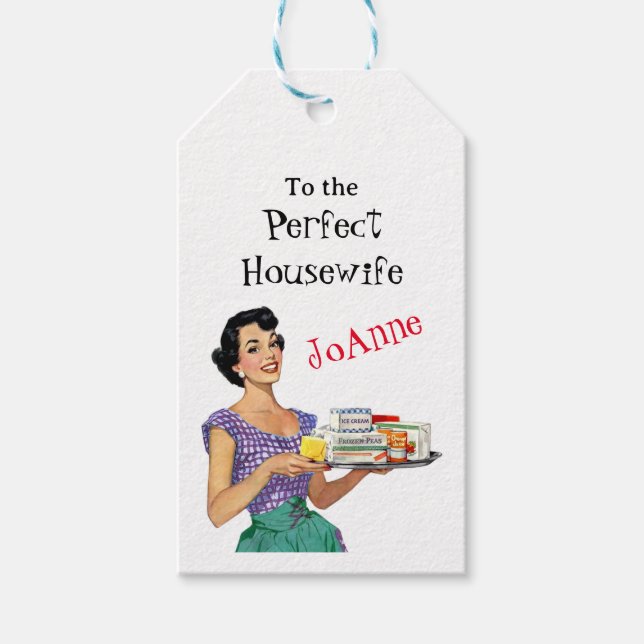 Retro Housewife Bridal Shower Gift Etiqueta (Anverso)