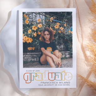 Retro   Invitación de fotos de Naranja graduado
