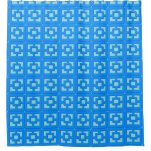 Retro Jet Set Blue Trellis Shower Cortina