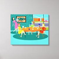 Retro Juego de cartas para mujeres Imprimir lienzo