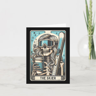 Retro La Tarjeta De Esquí Tarot Funny Skeleton Ski